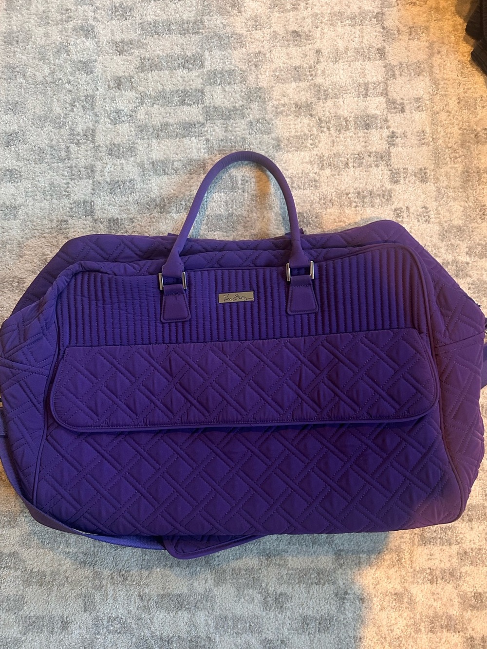 Purple Quilted Vera Bradley Duffle Bag with Strap